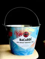 BACARDI RUM GALVENIZED METAL ICE / DRINK/BEER BUCKET TIPS BARWARE DECOR TOOL NEW