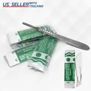 50 CARBON STEEL STERILE SURGICAL SCALPEL BLADES #22 + GRADUATED HANDLE #4