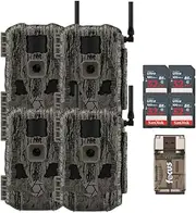 Stealth Cam Fusion MAX 2.0 36MP Cellular Wireless Trail Camera (4-Pack) Bundle with 32 GB Memory Card and Card Reader