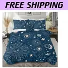 Lightweight Celestial Comforter Set - 4 Piece Sun & Moon Bedding for Full Size