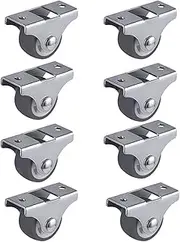 8PCS TPE Caster Wheels Duty Fixed Casters with Rigid Non-Swivel Base Ball Bearing Trolley Wheels Top Plate 1 Inch casters