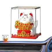 Solar Powered Lucky Cat for Car, Waving Arm Welcoming Cats Car Statue, Festive Chinese Lucky Cat Decor, Good Luck Wealth Welcoming Cats for Bedroom, Offices