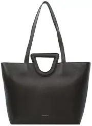 New COCCINELLE Leather FABOULA Tote/Shoulder Bag+Tassel Zip Wallet-Dark Brown