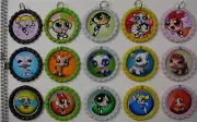 15 Powerpuff Girls Flat Special Color Bottle Cap Necklaces Set 2