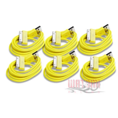 6 6FT USB SYNC DATA POWER CHARGER CABLE APPLE IPAD IPHONE 4S 4 IPOD TOUCH YELLOW