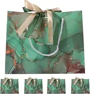 Healeved 5pcs Paper Party Favor Bags,Marble Giftware Bag,Paper Storage Bags,Paper Bag with Handle,Paper Present Bags Paper Shopping Tote Bag,Paper Bags for Shopping, Parties,Wedding,Baby Shower,Craft