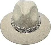 [COMVIP] Vintage Fedora Hat, Unisex Wool hats, Wide-Brim Panama Hat for Beach, Party, Performance Props and Daily Use