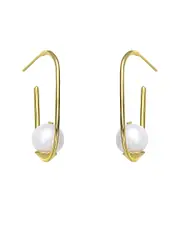 Genevive 18K Over Silver 8.5mm Freshwater Pearl Earrings
