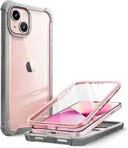 i-Blason Ares Series Designed for iPhone 13 Mini Case (2021), Dual Layer Rugged Clear Bumper Case with Built-in Screen Protector (Peach)