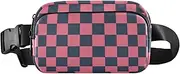 [Amooorous] Black and Peach Checkerboard Fashionable Crossbody Bag Waist Packs for Women Men Waterproof Crossbody Shoulder Bag with Adjustable Strap for Cycling Hiking Gym, Black and Peach checkerboard, 1 size