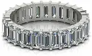 [HEARTS AND YOU] 2ct Emerald Cut Moissanite Eternity Stylish Wedding Ring Band White Gold Plated