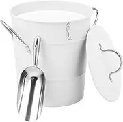 Ice Bucket with Handle 3.5L Double Wall Insulated Ice Container Bin Metal Icing Cube Container with Scoop for Beer Drinks Bars Parties(White,2-Pack)