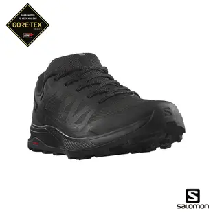 SALOMON 男 OUTRISE Goretex 低筒登山鞋 黑/黑/幻灰