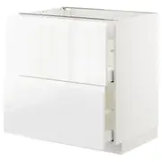 METOD / MAXIMERA base cb 2 fronts/2 high drawers, white/Voxtorp high-gloss/white, 80x60x80 cm