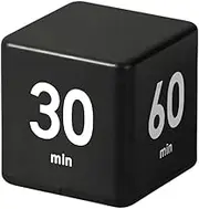 Feilifan Cube Timer, Kitchen Timer Kids Timer for ADHD Productivity Workout Flip Timer Classroom for StudyTime Countdown Management Settings 15 20 30 60 Minutes, Black