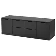 NORDLI chest of 6 drawers, anthracite, 160x54 cm