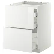 METOD / MAXIMERA base cab f hob/2 fronts/3 drawers, white/Ringhult white, 60x60x80 cm