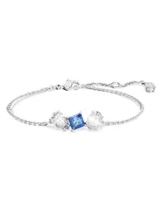 Swarovski Mesmera Clear & Blue Mixed Cut Crystal Link Bracelet in Rhodium Plated