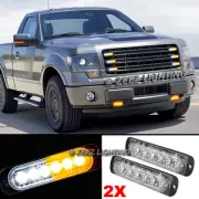 2X 6 LED Amber&White Emergency Hazard Warning Strobe Beacon Caution Light Bar#02