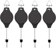 EWONICE 4Pack Retractable Plant Pulley Hanging Basket Hooks, Adjustable Rope Clip Hanger for Garden Hanging Basket Pots