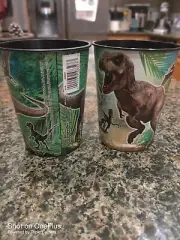 Jurassic World 16 oz.ShortPlastic Cups(2) 2015 Movie Release Edition Dinosaurs.