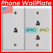 Modular Phone WallPlate FAX Telephone RJ11 RJ12 Wall Plate 6P4C 6P6C White