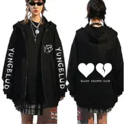 Singer Yungblud Black Hearts Club Zipper Hoodie Male Fleece Cotton Zip Up Hoodies Men Women Rock Vintage Oversized Zip Up Jacket 2XL