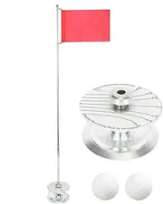 Walopola Golf Hole Cup and Flag | Golf Putting Green Flagstick | Practice Putting Green Flags, Retractable Golf Pole Pin Flagpole, Golf Flag Sticks for Yard Backyard