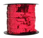 Mandala Craft 6mm Flat Sequin Strip Red Sequins on a Roll - Red Sequin Trim b...