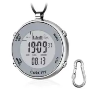Mens Digital Pocket Watch with Chain Waterproof Outdoor Fishing Clip on Watches