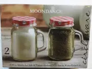 Moondance Circleware Mini Mason Jar Mug Glass Salt & Pepper Shakers red white