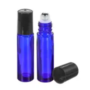 3pcs 10mL Roller Bottles, Glass Essential Oil Refillable Containers, Blue