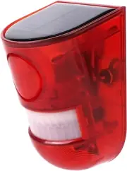Solar Motion Sensor Alarm LED Warning Strobe Flashing Red Light Outdoor Security