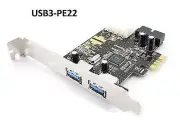 USB 3.0 2-Port PCI-e Controller Card w/ On-Board 20-Pin Header & 4-Pin Molex