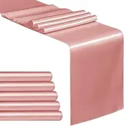 BEDDEB 5-Pack Rose Gold Satin Table Runner 12 x 108 Inch Long Table Runner for Wedding, Rose Gold Birthday Party Decorations, Premium Table Runners for Banquets, Graduations, Engagements