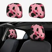 CSIVKEJ Leopard Print Car Head Rest Covers 2 Piece Car Seat Headrest Protector Fit Most Vehicles