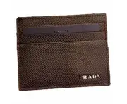 Prada Saffiano Mens Bruciato Brown Credit Card Wallet