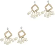 [SHERCHPRY] 2 Pairs Vintage Drop Earrings Ethnic Dangle Drop Earring Woven Braid Hoop Earring Bronze Antique Earring