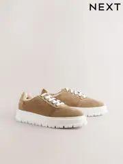 Tan Brown Forever Comfort® Borg Lined Chunky Lace-Up Trainers (E07490) | $49