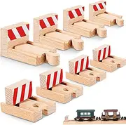 8 Pieces Wooden Train Track Bumpers, Male Bumpers and Female Bumpers Wooden Train Track Accessories Compatible with Most Train Tracks, Multi Style