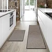 ZUNI 2PCS Kitchen Rugs and Mats, Cushioned Non Slip Rugs, Absorbent Runner Rugs Comfort Standing Mats Washable for Kitchen, Floor, Office, Home (49x150, 45x75cm, Black)