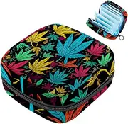 Period Bag,Sanitary Napkin Storage Bag,Colorful Autumn Leaf,Tampon Bag for Purse