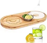 Salt Rimmer Margarita Salt Container,Salt Rimmer Set for Cocktails Bar Glass Rimmer Bamboo Wood Sugar Salt Box with Condiment Tray,Home Bar Accessories for Seasoning