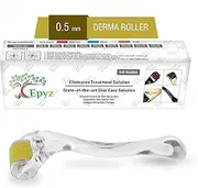 Epyz Derma Roller Cosmetic Needling Instrument with 540 Needles for Acne, Skin, Hair Loss, With Free Storage Case (0.5, Transparant Gold)