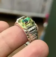 100% Natural Emerald Ring punjsher Emerald Stone 1.5 Ct Antique Emerald Ring