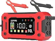 10A Car Battery Charger with LCD Display, 9-Stage Trickle Charger for Car Battery -12V Lead-Acid, AGM, Gel, LiFePO4 Batteries. Quality Guaranteed for Car, Motorcycle, Sedan, SUV, Light Pickup Trucks