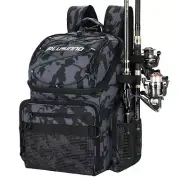PLUSINNO Fishing Backpack with Rod Holders & Cooler, 45L Large Water-resistan...