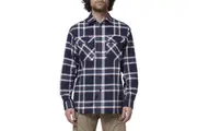 Hard Yakka Mens Check Flannel Open Front Shirt Y07752 - Navy/Orange Check