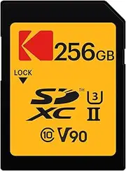 Kodak SDXC 256GB UHS-II U3 V90 Ultra Pro Memory Card - Up to 300MB/s Read Speed and 270MB/s Write Speed