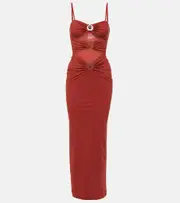 [Christopher Esber] Christopher Esber Crystal Orbit gathered cutout maxi dress AU 14 red
